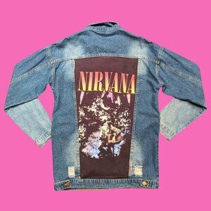 Nirvana, MTV Unplugged T-Shirt, Denim Jacket Size L for Women